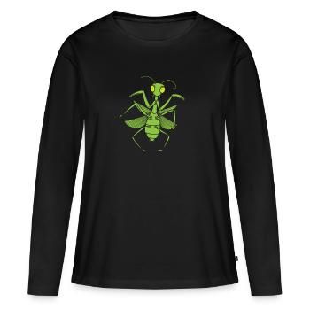 Mante religieuse insecte - T-shirt manches longues Premium bio Femme - noir - Devant - Julia (174cm)