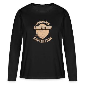 Expédition d’aventure Escalade de bloc - T-shirt manches longues Premium bio Femme - noir - Devant - Julia (174cm)