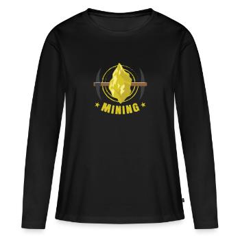 Morceau d’Aurum « Minage » - T-shirt manches longues Premium bio Femme - noir - Devant - Julia (174cm)