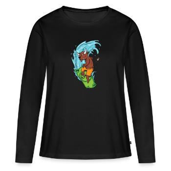 Bull surfing sur un billet d’un dollar - T-shirt manches longues Premium bio Femme - noir - Devant - Julia (174cm)