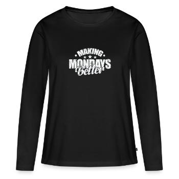 Améliorer les lundis - T-shirt manches longues Premium bio Femme - noir - Devant - Julia (174cm)
