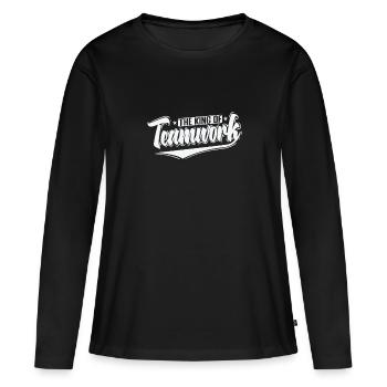 Le roi du travail d’équipe - T-shirt manches longues Premium bio Femme - noir - Devant - Julia (174cm)