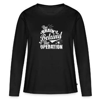 Le cerveau derrière l’opération - T-shirt manches longues Premium bio Femme - noir - Devant - Julia (174cm)
