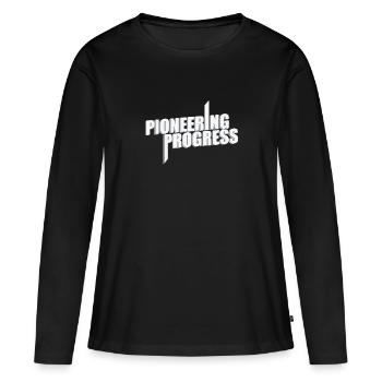 Progrès pionniers - T-shirt manches longues Premium bio Femme - noir - Devant - Julia (174cm)