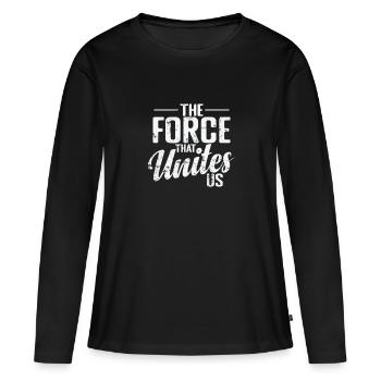 La force qui nous unit - T-shirt manches longues Premium bio Femme - noir - Devant - Julia (174cm)