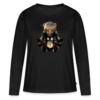 Fox Biker - Frauen Premium Bio Langarmshirt - Schwarz - Vorne - Julia (174cm)