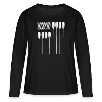 États-Unis aviron crânes rames bateau à rames sport d’équipe huitième - T-shirt manches longues Premium bio Femme - noir - Devant - Julia (174cm)