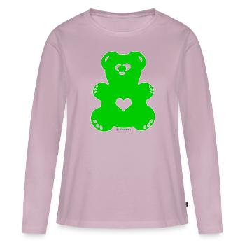 Bärenlust - schielender Bär in grün (Farbe 18) - Frauen Premium Bio Langarmshirt - Altrosa - Vorne - Julia (174cm)