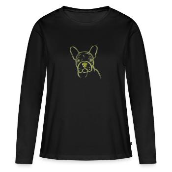 Bulldog français - T-shirt manches longues Premium bio Femme - noir - Devant - Julia (174cm)
