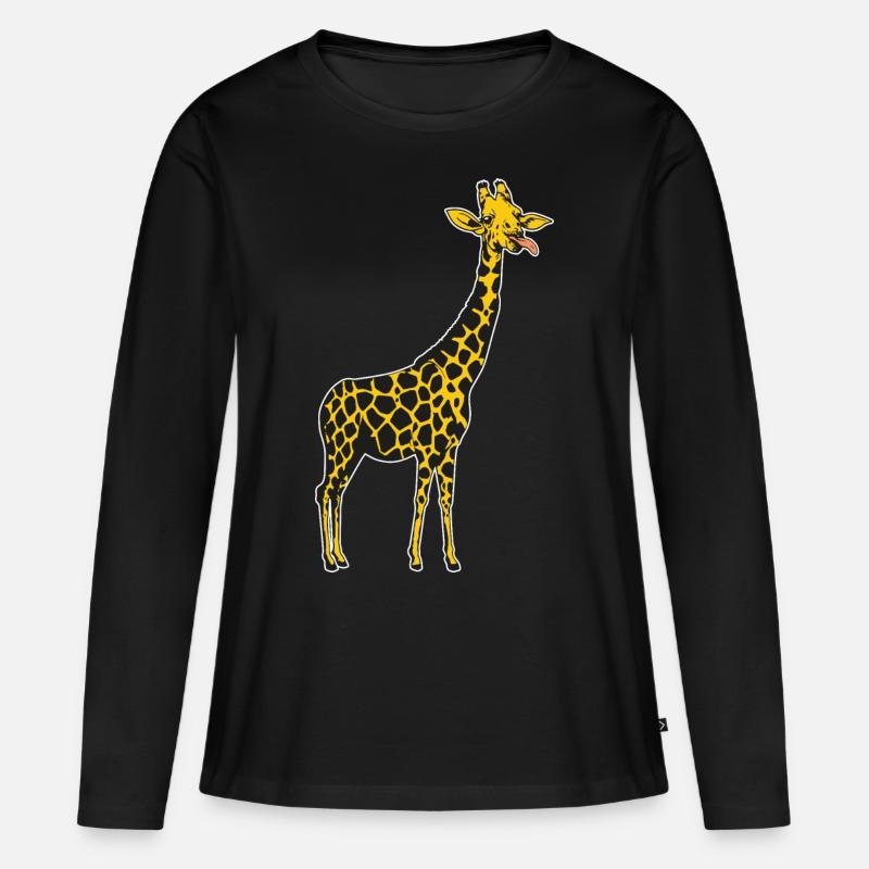 Giraffe - Frauen Premium Bio Langarmshirt - Schwarz