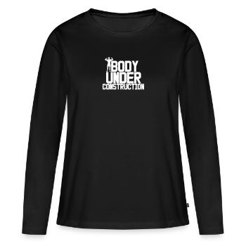 Fitness studio - T-shirt manches longues Premium bio Femme - noir - Devant - Julia (174cm)
