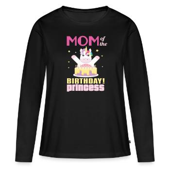 Maman de l'anniversaire princesse licorne - T-shirt manches longues Premium bio Femme - noir - Devant - Julia (174cm)