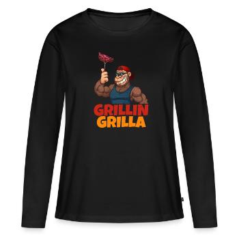 Barbecue grillé au bifteck de gorilles grillés - T-shirt manches longues Premium bio Femme - noir - Devant - Julia (174cm)