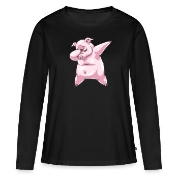 Dabbing Pig Piggy Dab Dance - T-shirt manches longues Premium bio Femme - noir - Devant - Julia (174cm)