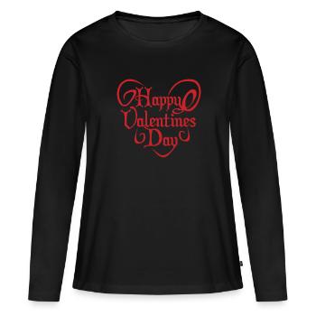 Joyeuse Saint-Valentin Inscription coeur cadeau - T-shirt manches longues Premium bio Femme - noir - Devant - Julia (174cm)