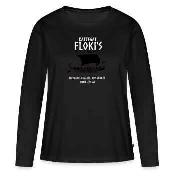 Viking Kattegat Floki T-Shirt für Viking-Liebhaber - Frauen Premium Bio Langarmshirt - Schwarz - Vorne - Julia (174cm)