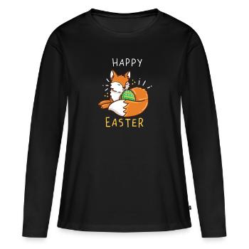 Fuchs - Füchsin - Ostern - Frohe Ostern - Geschenk - Frauen Premium Bio Langarmshirt - Schwarz - Vorne - Julia (174cm)