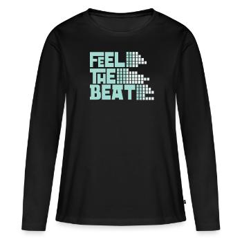 Sentir le rythme - T-shirt manches longues Premium bio Femme - noir - Devant - Julia (174cm)