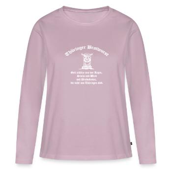 Cadeau de DDR saucisse de Thuringe de Thuringe - T-shirt manches longues Premium bio Femme - rose poudré - Devant - Julia (174cm)