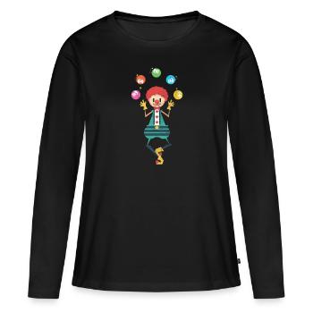 Clown Zirkus Geschenk Karneval Kostüm Jongleur - Frauen Premium Bio Langarmshirt - Schwarz - Vorne - Julia (174cm)