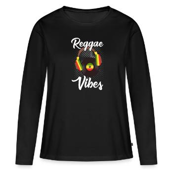 Reggae Musique Vibrations - Cadeau - T-shirt manches longues Premium bio Femme - noir - Devant - Julia (174cm)