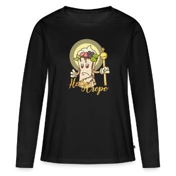 Holy Crepe Crap blagues de mots crêpes sacrée crêpe - T-shirt manches longues Premium bio Femme - noir - Devant - Julia (174cm)