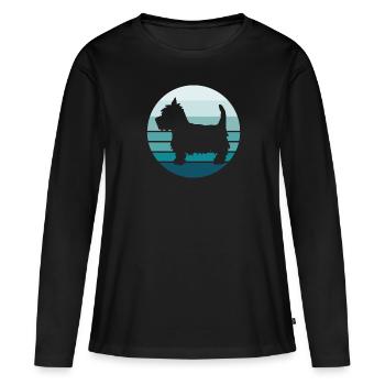 Rétro Westie West Highland Terrier Vintage - T-shirt manches longues Premium bio Femme - noir - Devant - Julia (174cm)
