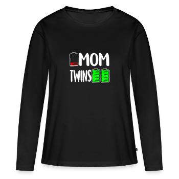 Mutter der Zwillinge Battery Low Mothers Gift - Frauen Premium Bio Langarmshirt - Schwarz - Vorne - Julia (174cm)