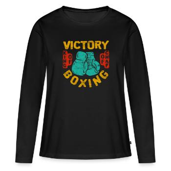 boxe - T-shirt manches longues Premium bio Femme - noir - Devant - Julia (174cm)