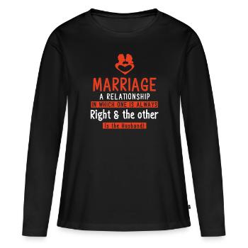 Demande de mariage - T-shirt manches longues Premium bio Femme - noir - Devant - Julia (174cm)