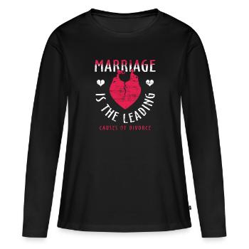 Demande de mariage - T-shirt manches longues Premium bio Femme - noir - Devant - Julia (174cm)