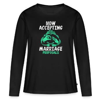 Demande de mariage - T-shirt manches longues Premium bio Femme - noir - Devant - Julia (174cm)