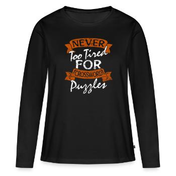 Kreuzworträtsel Buchstaben Geschenk Geschenkidee - Frauen Premium Bio Langarmshirt - Schwarz - Vorne - Julia (174cm)
