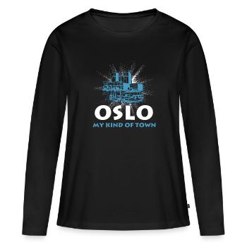 Oslo - T-shirt manches longues Premium bio Femme - noir - Devant - Julia (174cm)