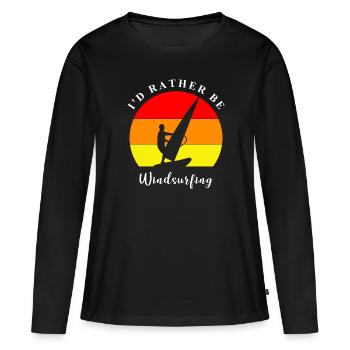 Planche à voile, planche à voile - T-shirt manches longues Premium bio Femme - noir - Devant - Julia (174cm)