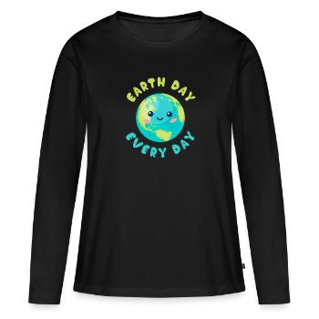 Jour de la Terre Jour de la Terre protège l'environnement - T-shirt manches longues Premium bio Femme - noir - Devant - Julia (174cm)