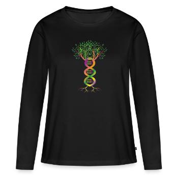 Cadeau génétique génétique de plante d'arbre d'ADN abstrait - T-shirt manches longues Premium bio Femme - noir - Devant - Julia (174cm)