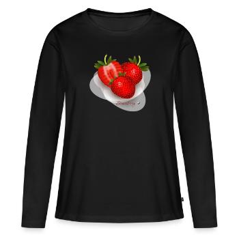 Fraises fraises - T-shirt manches longues Premium bio Femme - noir - Devant - Julia (174cm)