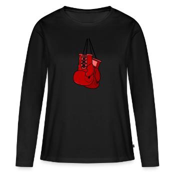 Gants de boxe - T-shirt manches longues Premium bio Femme - noir - Devant - Julia (174cm)