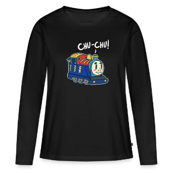 Zug - Frauen Premium Bio Langarmshirt - Schwarz - Vorne - Julia (174cm)