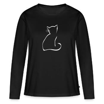 Katze Kätzchen Geschenkidee Silhouette - Frauen Premium Bio Langarmshirt - Schwarz - Vorne - Julia (174cm)
