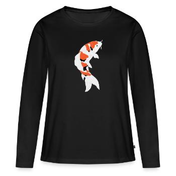 Showa Sanke Koi Koi Koi étang de carpes étang - T-shirt manches longues Premium bio Femme - noir - Devant - Julia (174cm)