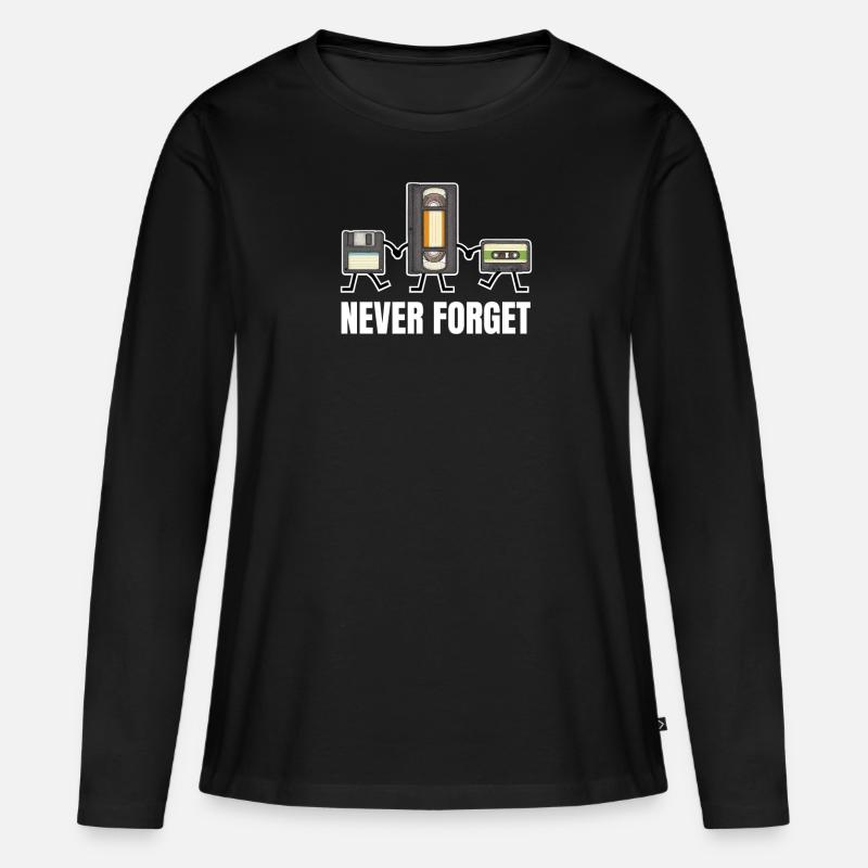 Diskette Videokassette Kassette Retro Classic 90er - Frauen Premium Bio Langarmshirt - Schwarz