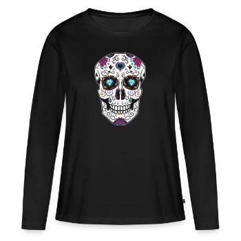 Crâne en sucre mort homme mort mort crâne - T-shirt manches longues Premium bio Femme - noir - Devant - Julia (174cm)