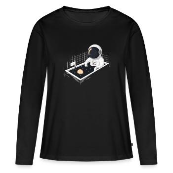 L’astronaute dans la baignoire - T-shirt manches longues Premium bio Femme - noir - Devant - Julia (174cm)