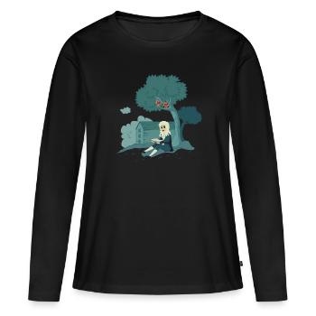 Ein Physiker und Äpfel - Frauen Premium Bio Langarmshirt - Schwarz - Vorne - Julia (174cm)