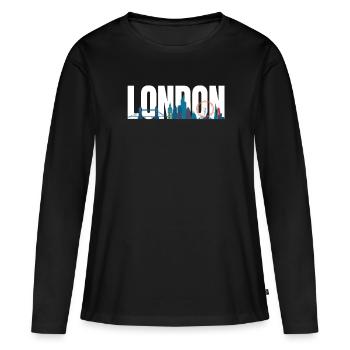 Londres Skyline UK Angleterre Tower Bridge cadeau - T-shirt manches longues Premium bio Femme - noir - Devant - Julia (174cm)