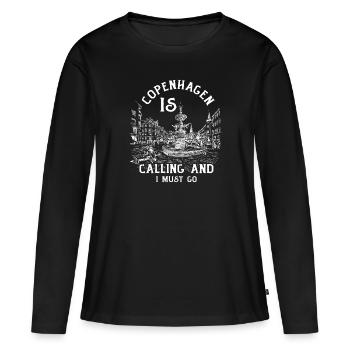 Copenhague - T-shirt manches longues Premium bio Femme - noir - Devant - Julia (174cm)