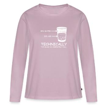 Nerd - T-shirt manches longues Premium bio Femme - rose poudré - Devant - Julia (174cm)
