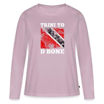 Trinidad graphique | Trini To D Bone | Trinidad et - T-shirt manches longues Premium bio Femme - rose poudré - Devant - Julia (174cm)